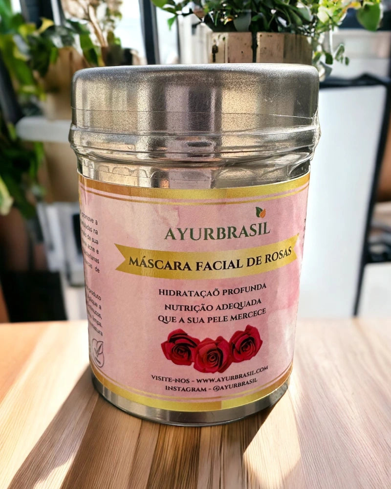 Máscara Facial de Rosas - Hidrata Renova e Clareia a Pele - Ayur Brasil