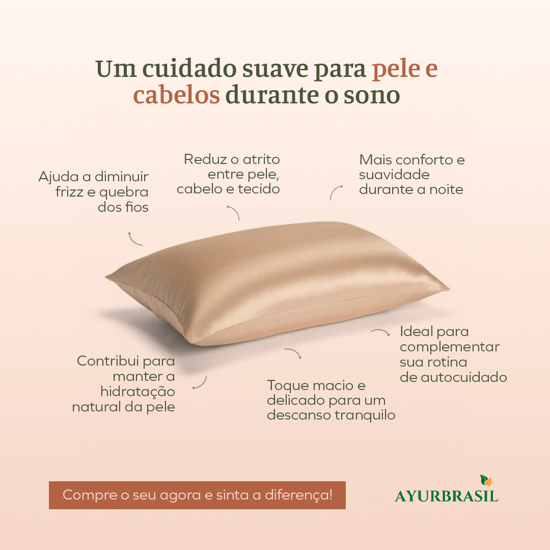 Fronha de Seda Premium AyurBrasil – Cuidado Noturno para Pele e Cabelos