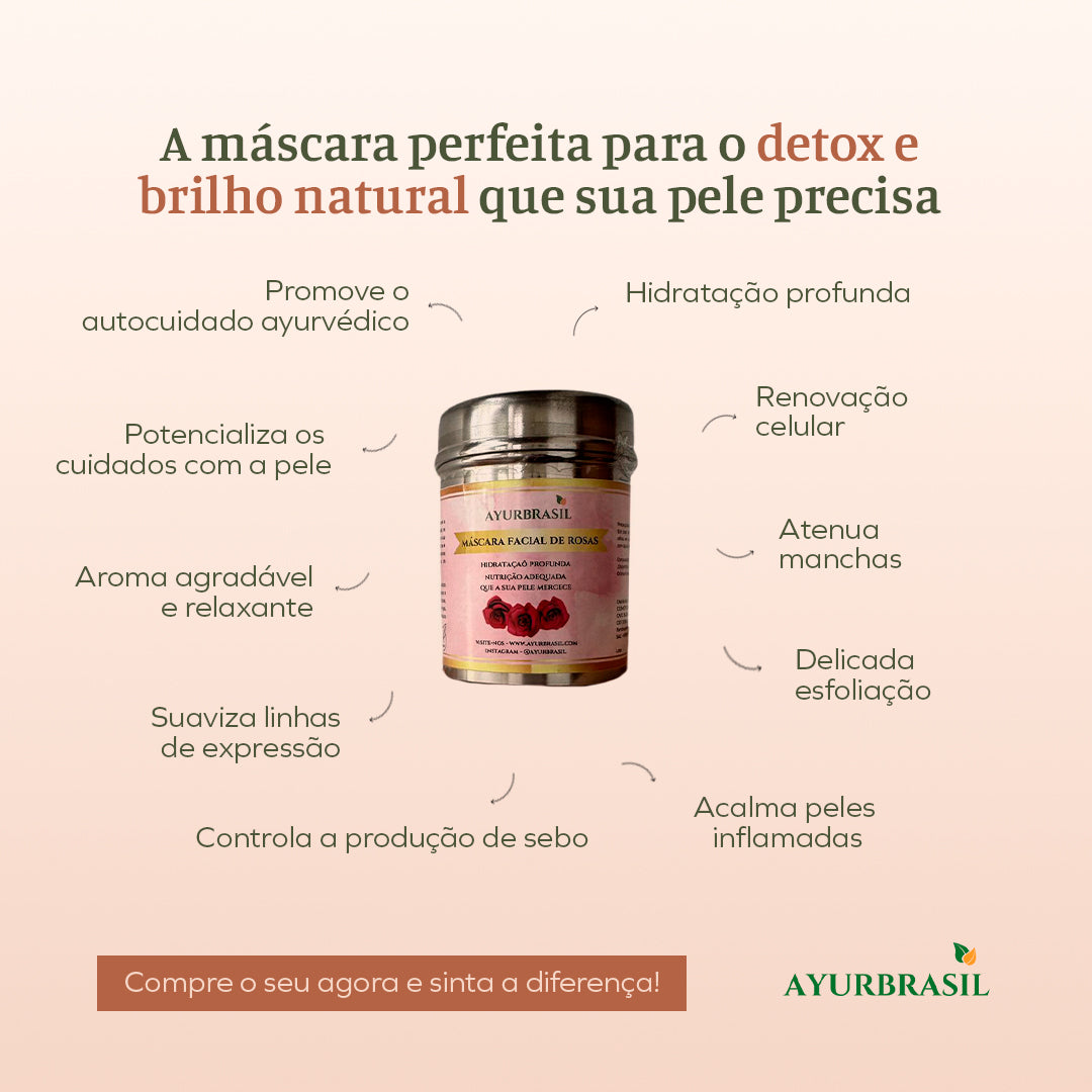 Máscara Facial de Rosas AyurBrasil