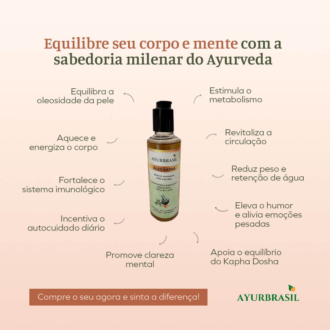 Óleo de Massagem Kapha 140ml – Equilíbrio, Energia e Bem-Estar - Ayur Brasil