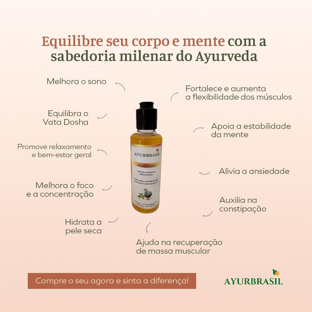 Óleo de Massagem Vata 140ml – Equilíbrio, Relaxamento e Hidratação Profunda
