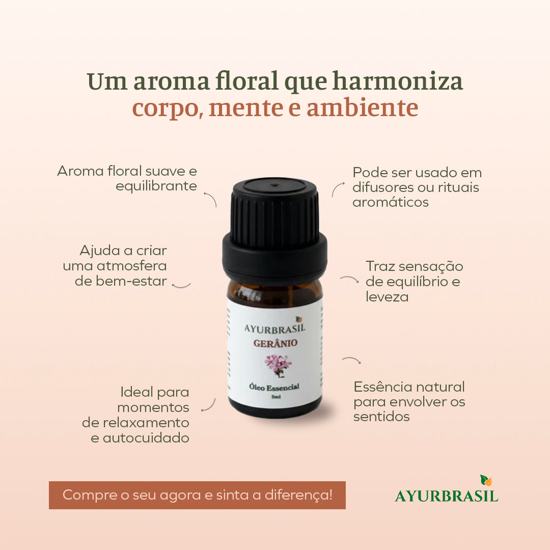 Óleo Essencial de Gerânio 100% Puro - 5 ml