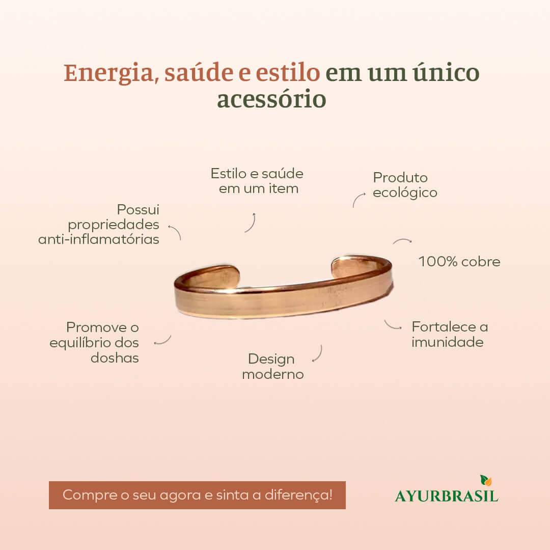 Pulseira de Cobre - Energia, Saúde e Equilíbrio - Ayur Brasil
