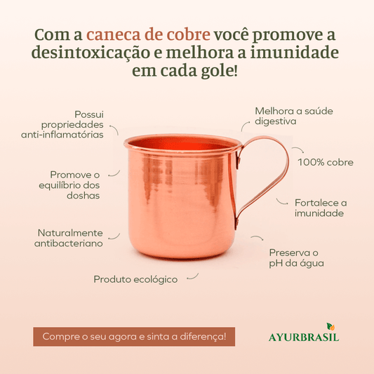Caneca de Cobre Puro 300ml - Ayur Brasil