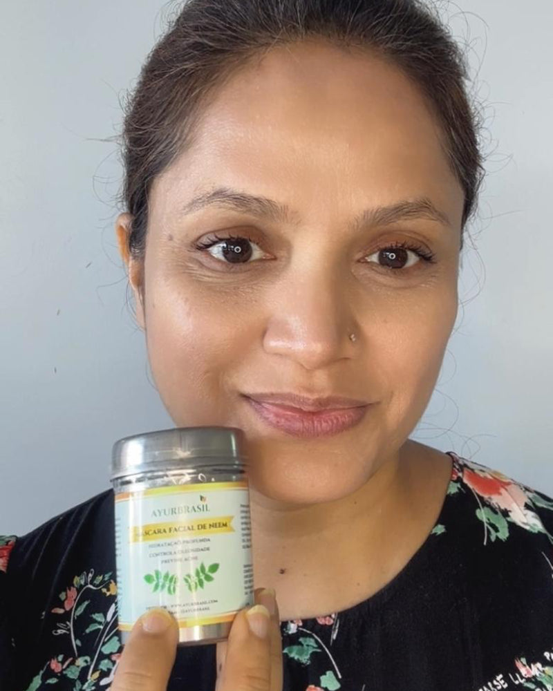 Máscara Facial de Neem - Solução para Peles Oleosas e Acneicas - Ayur Brasil