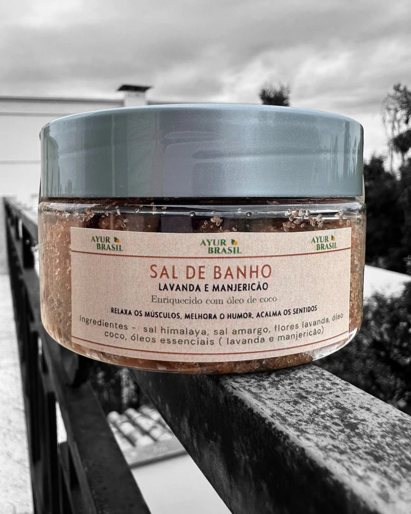 Sais de Banho Esfoliante de Lavanda e Manjericão Sagrado - Ayur Brasil
