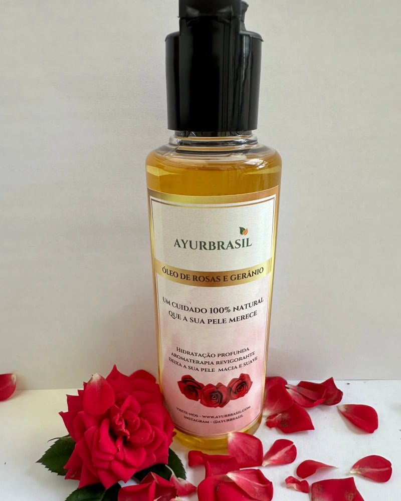 Óleo de Rosas e Gerânio 140ml – Nutrição e Rejuvenescimento - Ayur Brasil