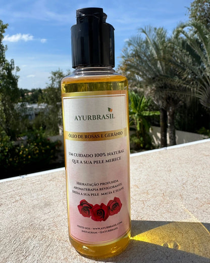 Óleo de Rosas e Gerânio 140ml – Nutrição e Rejuvenescimento - Ayur Brasil