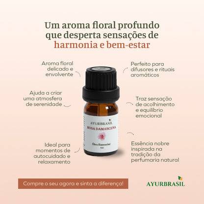 Óleo Essencial de Rosa Damascena 100% Puro –5 ml