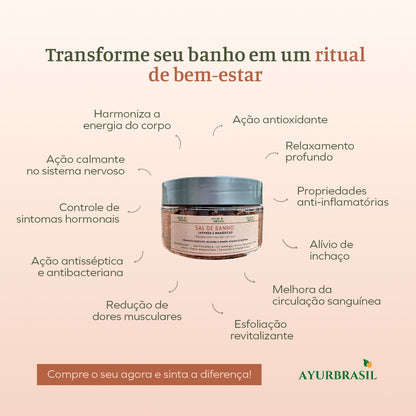 Sais de Banho Esfoliante de Lavanda e Manjericão Sagrado - Ayur Brasil