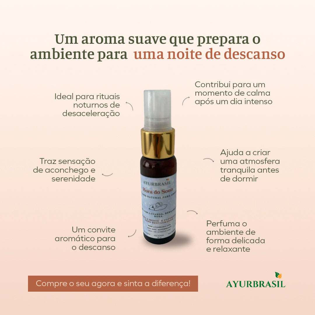 Spray Natural para Dormir – Hora do Sono | Lavanda, Bergamota e Rosa | 30ml