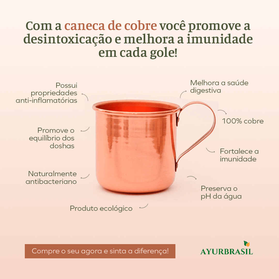 Caneca de Cobre Puro 300ml - Ayur Brasil