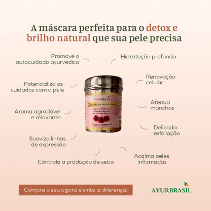 Máscara Facial de Rosas - Hidrata Renova e Clareia a Pele - Ayur Brasil